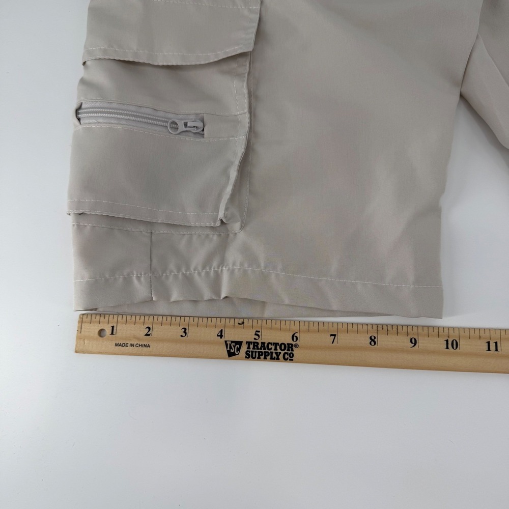 Carhartt Mens Cargo Shorts Tan Beige Elastic Waist Logo Polyester Size Large - Picture 6 of 10